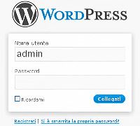 Pannello accesso gestione WordPress